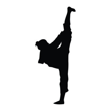 martial arts movement silhouette. vector image