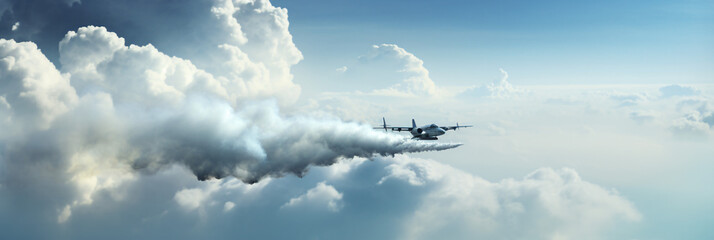 Fototapeta na wymiar Vertical nature background with aircraft and Jet