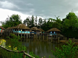 Fototapeta premium Pairi Daiza Zoo, Belgium - July 2023 : View of the decor