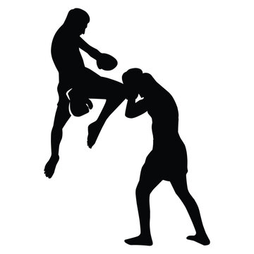 martial arts movement silhouette. vector image