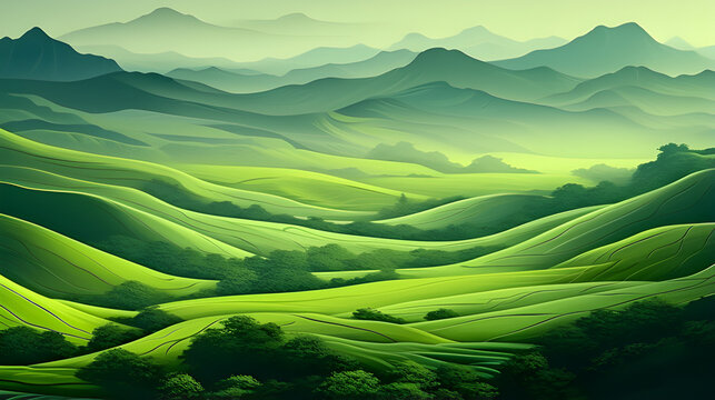 Abstract organic green color landscape as wallpaper background