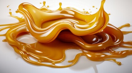 Liquid sweet melted caramel delicious caramel sauce. Generative AI.