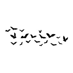 Halloween flying bats. Decoration element from scattered silhouettes. 