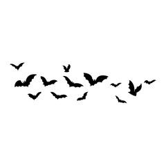 Halloween flying bats. Decoration element from scattered silhouettes. 