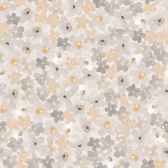 Watercolor floral pattern with beige flowers. Perfect for fabric, textile, apparel. Cute seamless pattern. Great for nursery fabric, textile. Vintage background. © bukhavets