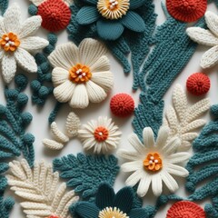Minimalistic floral knitted seamless pattern