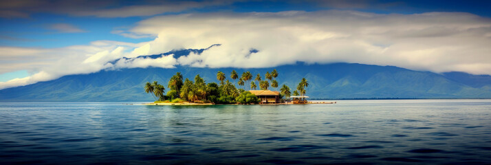Fiji Islands panoramic view - Generative AI - obrazy, fototapety, plakaty
