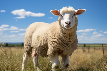 beautiful sheep on farm background - created using generative AI tools