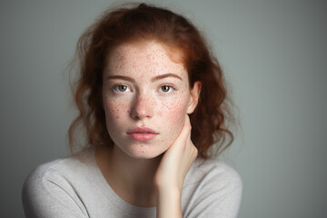 Portrait of woman with acne inflammation