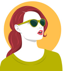 1410_Beautiful redhead woman wearing fashionable sunglasses