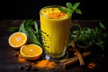 Fototapeta premium Turmeric drink background