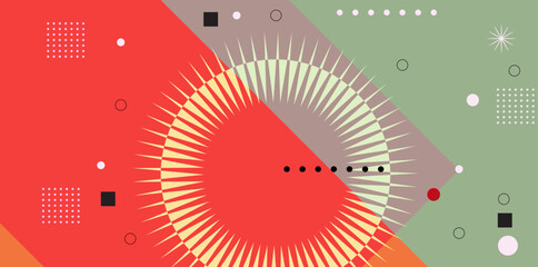 Abstract geometric background with circles, lines and dots. Vector illustration.