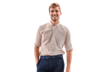 Portrait of happy businessman  standing on a transparent background
