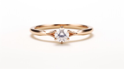 elegant gold ring with diamond isolated on white background. Generative Ai. 