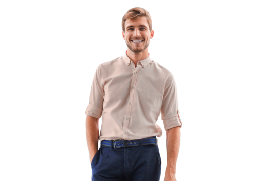 Portrait of happy businessman  standing on a transparent background