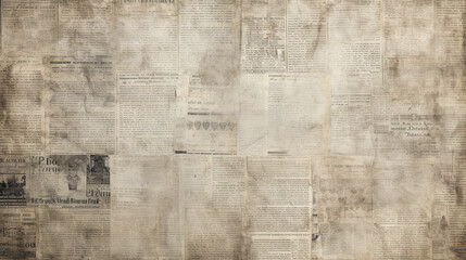 Texture of an old dirty newspaper pasted into the wall. Generative Ai. 