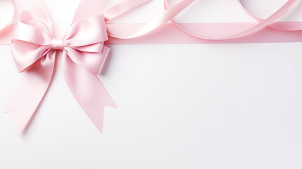 pink ribbon and bow on white. Generative Ai. 