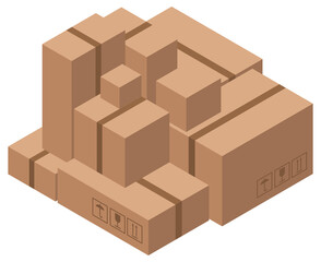 Warehouse cardboard boxes. Delivery of goods  illustration.
