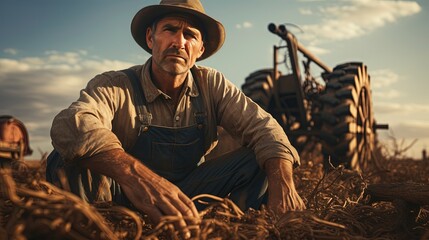 In dry fields, a farmer confronts the aftermath of a harsh drought. The barren landscape speaks of limited food and urgent need, underlining the serious impact of prolonged dry weather. 'generative AI
