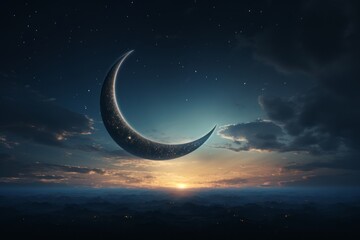 Obraz na płótnie Canvas Beautiful Crescent Moon, Generative AI