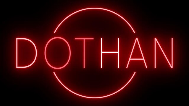 Red flickering and blinking animated neon sign for the city of Dothan