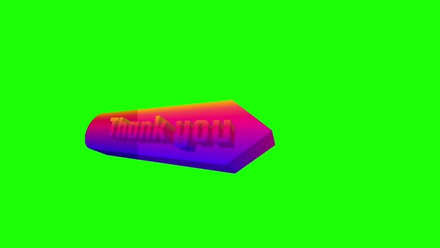 Thank you 3d text animated. Motion graphics - thank you animation on green backgrounds.