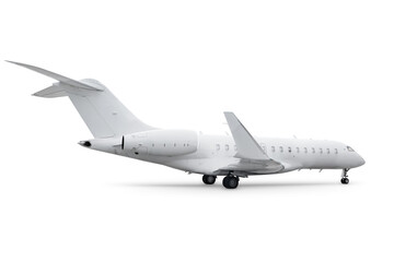 White modern private jet isolated