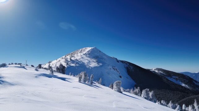 Snowed mountain with blue sky