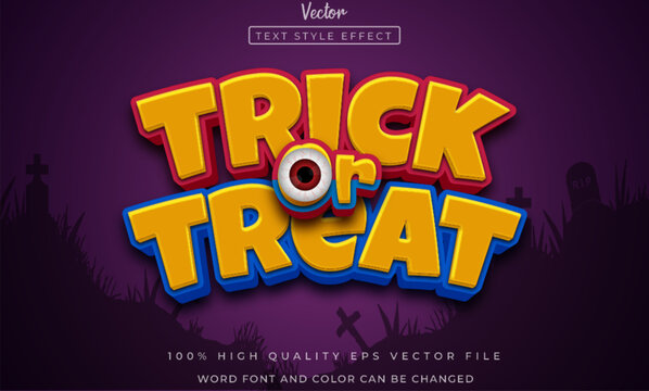Trick or treat text editable style effect halloween banner event