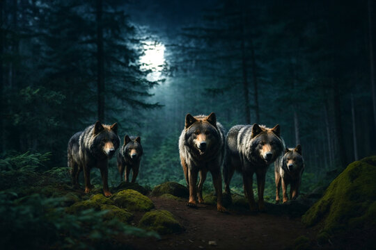 Moonlit Wolf Pack