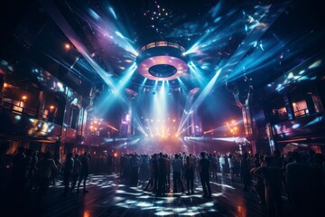 Fototapeta na wymiar Dazzling Light Show Illuminating The Nightclub, Generative AI