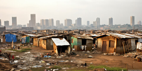 Fototapeta na wymiar View of favelas - Generative AI