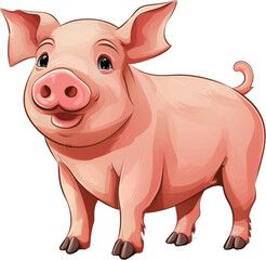 cartoon pig on white background