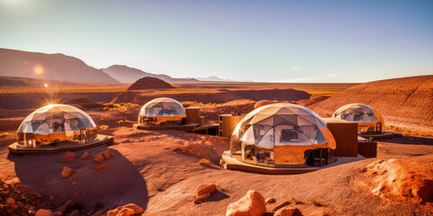 Fototapeta na wymiar Tourism of the future in Atacama Desert - Generative AI
