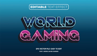 Obraz premium World 3d editable vector text effect, with neon light style.