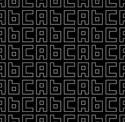 Seamless surface pattern design with english letters. ABC word background. Alphabet beginning wallpaper. Back to school motif. Characters abstract. Lettering composition. Digital paper with script art