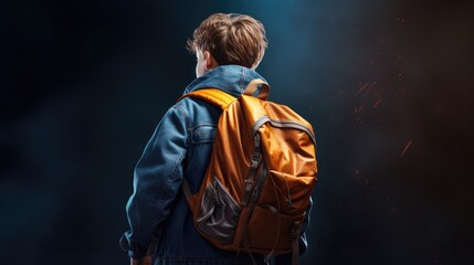 Fototapeta na wymiar Student male carrying backpack Idea of returning to educational institution