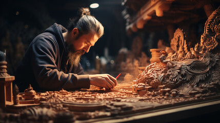 Craftsman in a workshop. Generative Ai