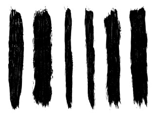Set of black striped brush strokes. Ink stripes isolated on white background. Lines design elements. Vector illustration, eps 10.