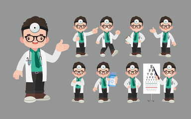 Set of doctor with different poses