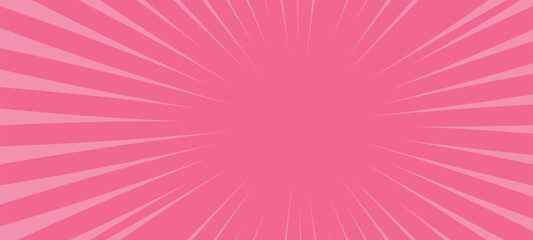 Pink dynamic manga style speed lines with comic radial burst. Texture capturing anime fight essence, framed by rays. Ideal for comic book and anime enthusiasts. Flat illustration isolated