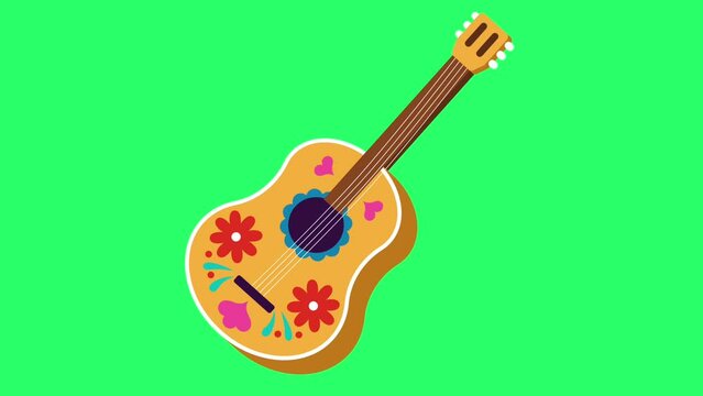 Animation guitar samba style on green background.
