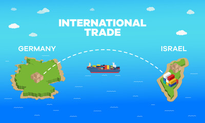 Naklejka premium Israel and Germany international trade relation. Vector illustration design