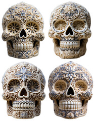 collection of Sugar Skull Dia de los Muertos or day of the dead, 001, generative ai