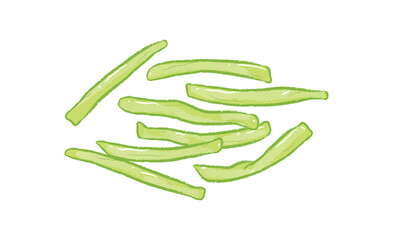 A group of chopped string beans in ingredients illustration