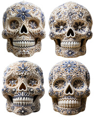 collection of Sugar Skull Dia de los Muertos or day of the dead, 002, generative ai