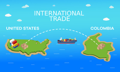 United states and Colombia international trade relation. Vector illustration design