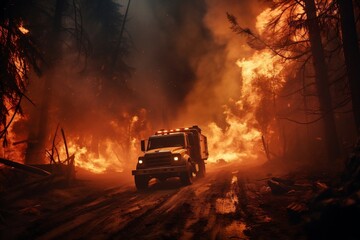 Fototapeta na wymiar Burning Forest Emergency. Generative AI