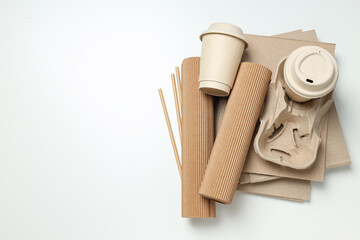 The concept of recycling kraft cardboard. Smart use of resources.