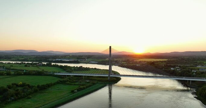 Fantastic bridge over the Suir River against the sunset 4k